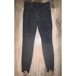 American Eagle Outfitters Next Level Flex Women's Black Distressed Hi Rise
